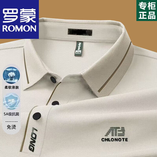 ROMON high-end men's long-sleeved T-shirt 2025 spring and autumn thin middle-aged dad lapel POLO base shirt autumn clothes 16823 light green long-sleeved 2XL 180 [recommended 155-170Jin [Jin equals 0.5 kg]]