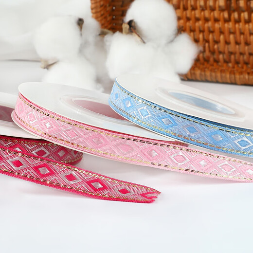 Ribbon ribbon holiday gift packaging with diy decorative ribbon cake baking packaging with ethnic style strap light pink 1.2cm*9m