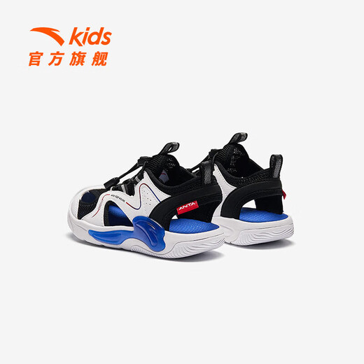 ANTA Children's Sandals Men's and Women's Shoes 2025 Summer New Baotou Breathable and Comfortable Soft Sole Outdoor Shoes Men's Black/Anta White 9906H-3 28