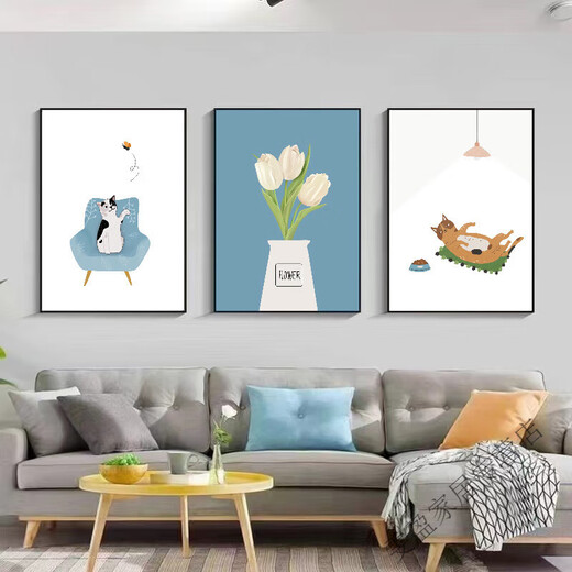 
Qinkai new Chinese living room decoration painting sofa background wall triple mural Ping An Xile creative restaurant wall hanging painting [68 flowers persimmon-16786] 20*30cm 11mm thick waterproof texture film