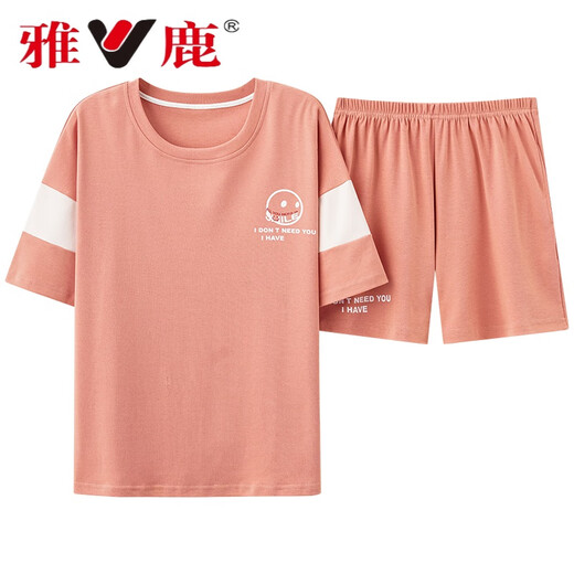 Yalu Sommer koreanische Frauen reine Baumwoll-Kurzärmel-Shorts Pyjamas tragen lässige und frische Baumwoll-Hauskleidung Dünne Sommerstrustkissen 12611 m (75-95jin [Jin ist gleich 0,5 kg])