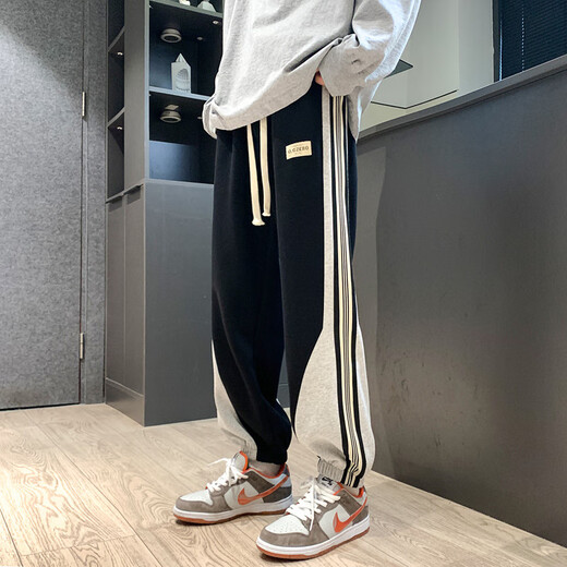 Chang Luzhu 2025 boy spring and autumn style casual long pants handsome teenager sports pants junior high school high school children trendy hoodies CK653 black (spring and autumn style) quality assurance M (80-110Jin [Jin equals about 0.5 kg])