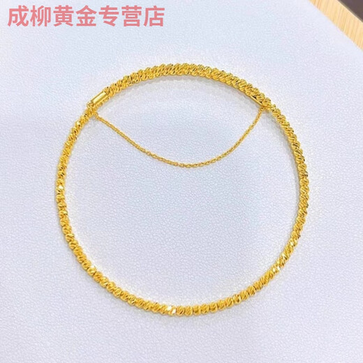 Jun Nianyu Old Phoenix 999 Gold Pure Gold Bracelet Elastic Memory Three Circles Five Circles Bracelet Holiday Gift Bracelet for Wife Bungee Twill Five Circles-Same Style as Gj021