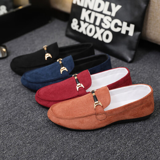 Yiliangying Doudou Shoes Men's Spring 2024 Nuevo mate de terciopelo inverso de terciopelo y pedaleo zapatos de cuero pequeños Loves Driving Shoes D753 Caki, disparo pequeño, gran tamaño 43
