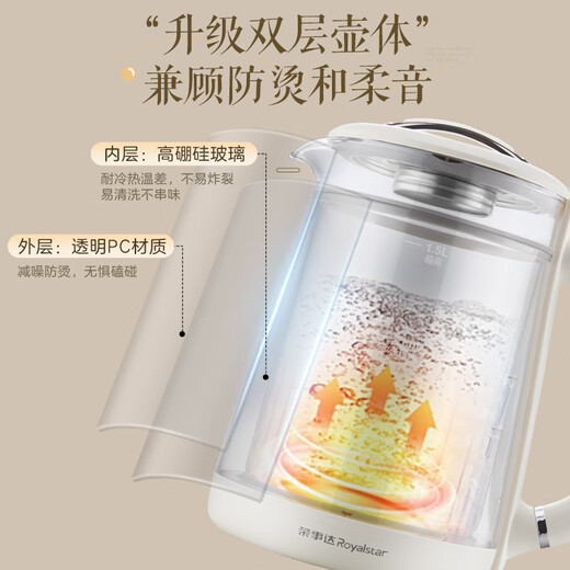 Royalstar pure titanium health kettle, soft sound tea boiler, decoction kettle, constant temperature kettle, thermal insulation kettle, smart reservation 1.5L household electric kettle, kettle YSH15X33 (T)