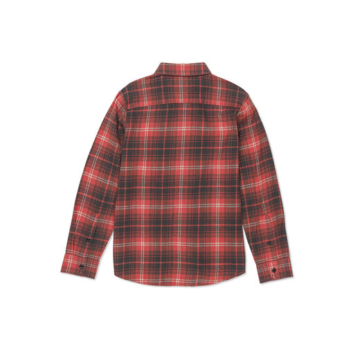 VOLCOM Boys Caden Plaid Long Sleeve Flannel Shirt Red 324 Medium