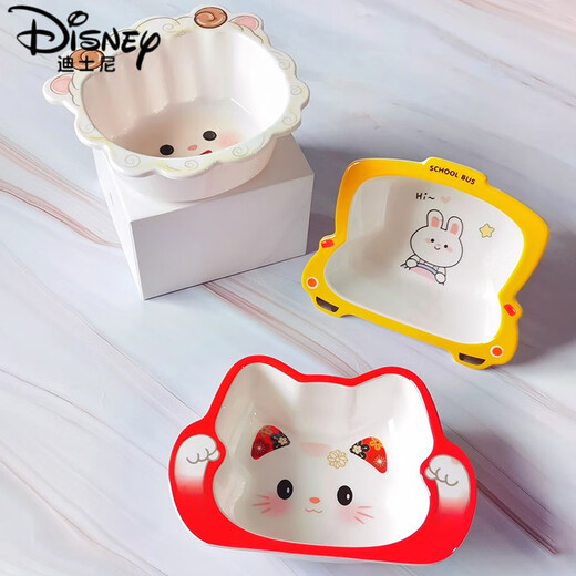 Disney (Disney) Children's Bowl Bunny Frog Household Cartoon Cute Baby Eating Rice Bowl Spoon Fruit Food Bowl Special Tableware for Baby Rabbit Bowl