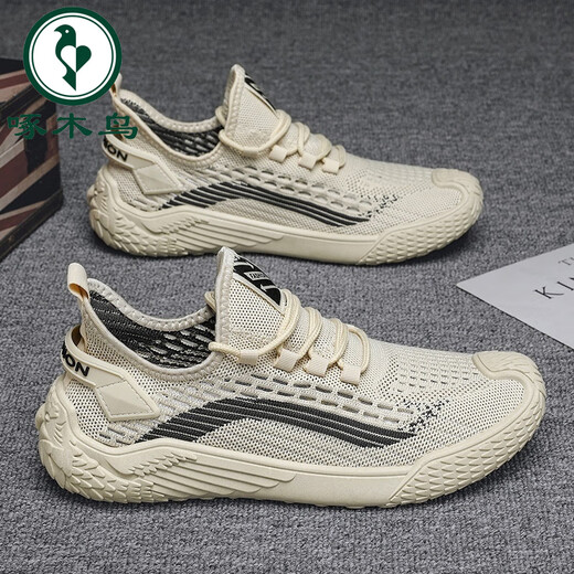 
Woodpecker men's shoes summer 2025 new thin mesh flying woven breathable and anti-odorable mesh shoes for men's non-slip sports casual shoes 9893 gray 43