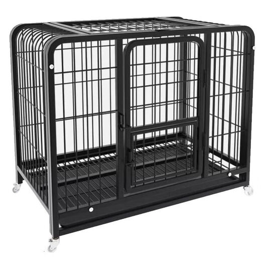 Dog cage small dog indoor stainless steel cage with toilet Shiba Inu Corgi pet cage dog fence thick and reinforced 110#1107293cm classic black