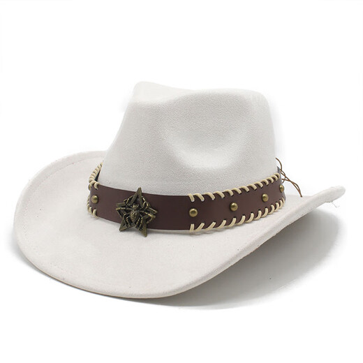 Xinbucks Western Cowboy Hat topper hommes et femmes européens et américains punk éteinte jazz chapeau minoritaire minoritaire en laine rolded chapeau marron (universel pour les hommes et les femmes)