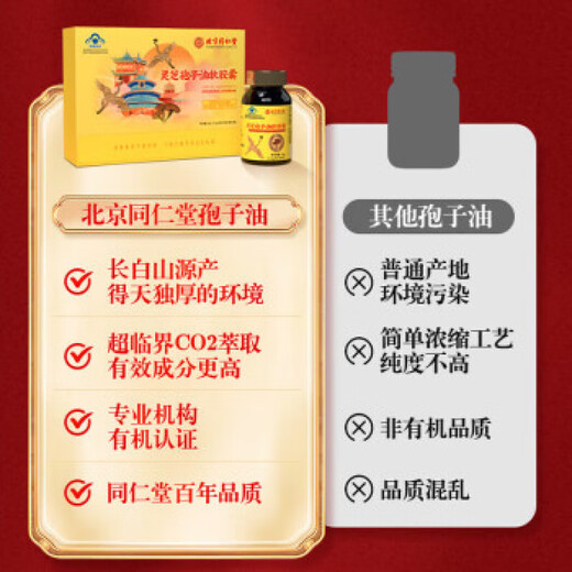 北京同仁堂中元益宝牌灵芝孢子油软胶囊蓝帽增强免疫力孢子粉中老年人营养品 一盒体验装
