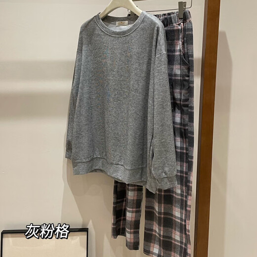 S.SOFEA春秋女睡衣两件套黑红格子家居服 长袖套NY897红小格 170 M(80-100斤)
