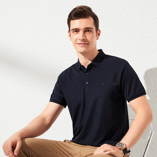 
Shanshan polo shirt men's summer new business casual half-sleeved sports breathable skin-friendly T-shirt men's base short-sleeved men pure cotton-Naru Blue M17088A single size