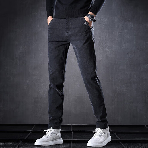 Pantalones casuales para los pantalones deportivos heterosexuales de primavera y verano de verano 2025 tendencia elástica de estilo de primavera y otoño 653 negro 28