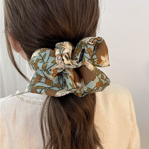 French floral large intestine hair tie women's 2025 summer ball hair accessories tied hair headband high-end black floral style hair tie