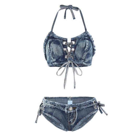 Shantoulin Village heißes Mädchen Badeanzug weiblich sexy Jeans Bikini Drei-Punkte-Split Badeanzug Frau