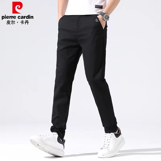 皮尔卡丹（pierre cardin）2025新款男士休闲裤夏季薄款冰丝宽松直筒百搭长裤子男修身潮流 黑色（653） 29 (腰围2尺2)