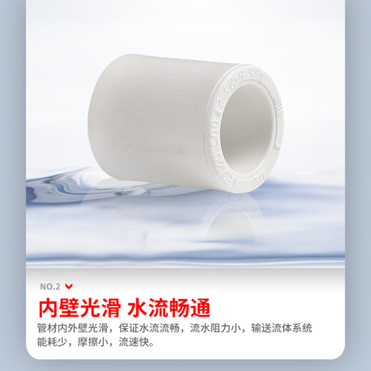 LESSO PPR water pipe accessories 6 minutes 25 hot melt straight-through tap water pipe connector white dn25 (10 pieces/piece)