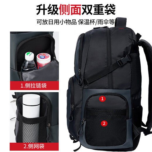 Huili großer Kapazitäts-Rucksack für Männer Multifunktionaler Geschäftsreisbag Outdoor Mountaineering Bag Freiheitsgeschäftsgepäck Rucksack Black [verbesserte doppelseitige Taschen]