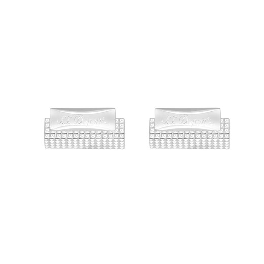 S.T.DUPONT PARIS French Men's Silver Palladium Rectangular Diamond Cufflinks Gifts for Chinese Valentine's Day
