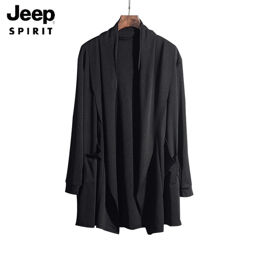 JEEP SPIRIT夏季风衣男中长款防晒男士薄款大衣春秋帅气披风韩版学生外套潮流 9909翻领 灰色 M