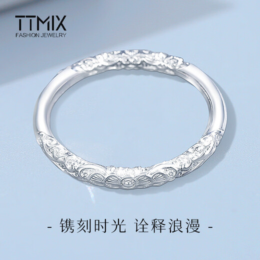 TTMIX couple platinum ring pt950 platinum men and women curly grass pattern new Chinese style gold hoop ring 10# 5.3-5.5g