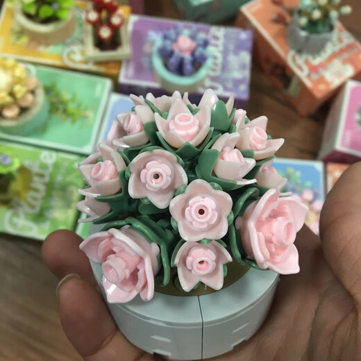 Mu Wangxing est compatible avec LEGO Jiaqi China Mini Succulent Pot Blocy Blocs Toys Girl Série Eternal Flower Teacher's Day's Lover XJ-10975 (B) Ju Huangyu