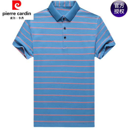 Pier Cardin 100% reiner Baumwollfett Mann Big Bauch Kurzarm T-Shirt Männer plus Fett Plus-Größe Business Stripes Polo T-Shirt Sommer Red 1695 S 165/80A 80-110Jin [Jin ist 0,5 kg]