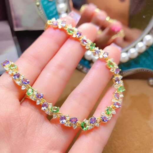 Shaoyu natural tanzanite tsavorite bracelet s925 high clarity color high gorgeous 3*4mm