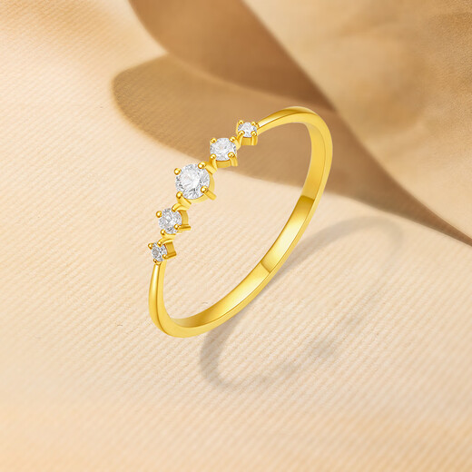 Saturday Fortune 5G pure gold diamond ring for women, simple, bright gold and diamond ring for girlfriend, size T 10 - 1.27g
