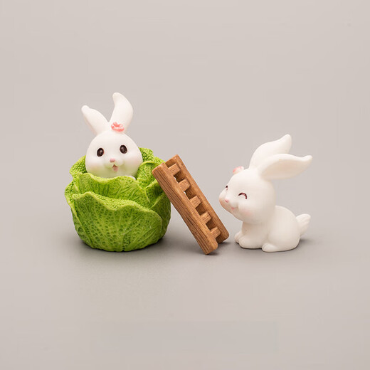 Niedliche kleine Kaninchen Paradise Karotten Mini Model Desktop kreative Mikrolandschaftsschmuck für Kinder Mädchen kleines Kaninchen 4 -teiliges Set