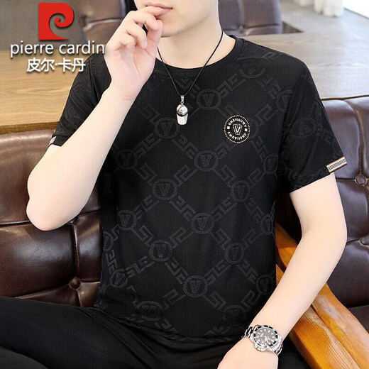 
Pier Cardin high-end ice silk traceless short-sleeved T-shirt men's 2025 summer new style middle-aged and young fashion thin iron-free anti-wrinkle top [Counter quality] 829 white M [95-110Jin [Jin equals 0.5 kg]]
