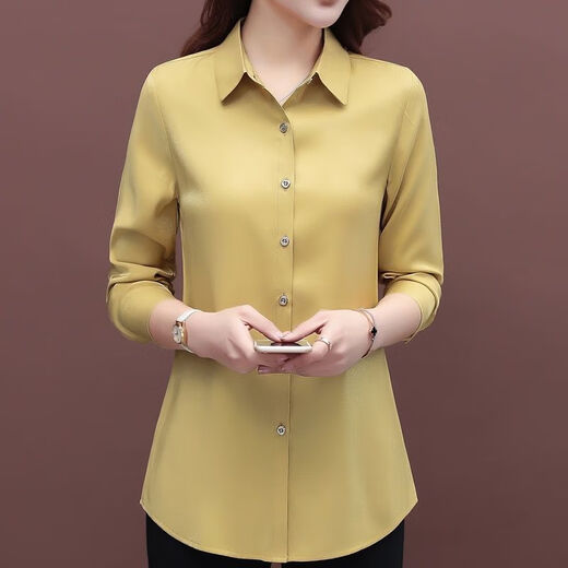 Pierre Cardin [9716 Menschen lobten] Frühlings- und Herbst-Festes Hemd für Frauen mit Tops mit Langarm und Temperament, Loose Base-Hemd [Upgrade plus Samt verdickt] XL [Empfohlen 100-115 Jin [Jin gleich 0,5 kg]]]