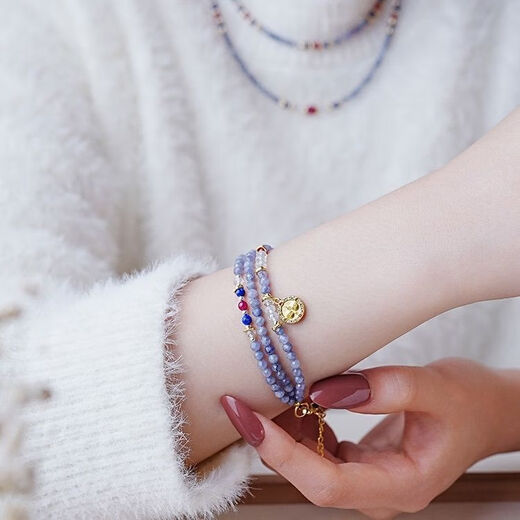 Chi Xing's new Chinese Tanzanite cut round beads multi-layer bracelets in ancient niche Xiaomi bead bracelet color gem handpieces adjustable women's bracelets