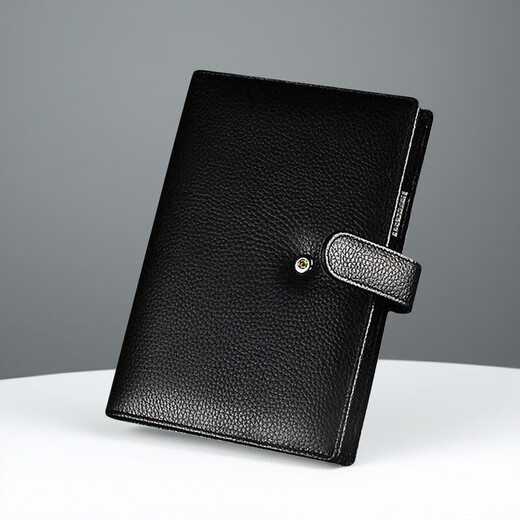 
PAPERBOAT genuine leather notebook handmade loose leaf head layer cowhide notepad business simple high-end office meeting record Our company gift notebook hand account cover can be customized logo [B5] Business black-snap buckle (soft lychee pattern lining cloth)
