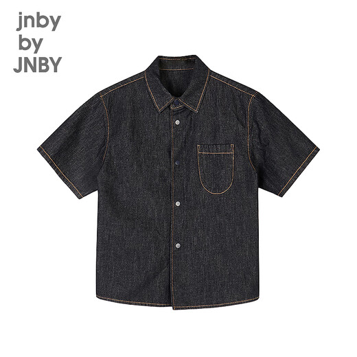 Jnby by JNBY Jiangnan Buyi children's clothing lapel denim shirt short-sleeved loose jacket summer boys and girls 1P4212600 991/denim navy 120 cm