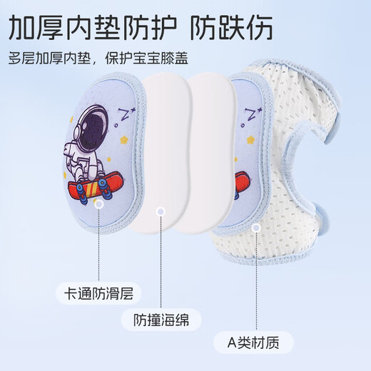 马博士婴儿护膝爬行儿童护膝网眼透气可调节宝宝学步防摔护膝2件装S1018