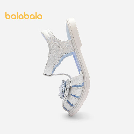 Balabala children's shoes children's princess shoes Elsa sandals girls 2025 summer new sweet ash silver 20301 29