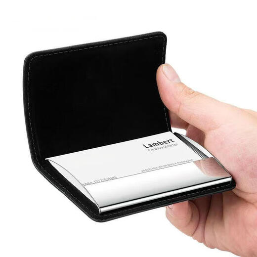 
Geboni business card box real cowhide business card holder men and women business card bag business gift business card box large capacity card bag card holder curve black [cowhide material]