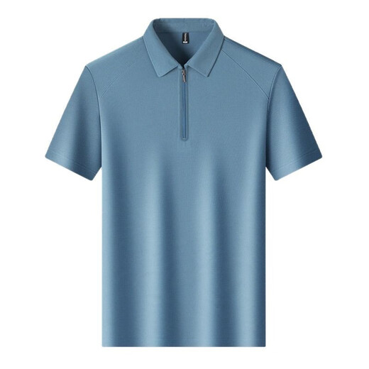 Lilang Seidenlinie Kurzarm T-Shirt Herren Sommer neuer Stil Casual Revers atmungsaktivem Halbzipper-Polo-Hemd Obergrün L.