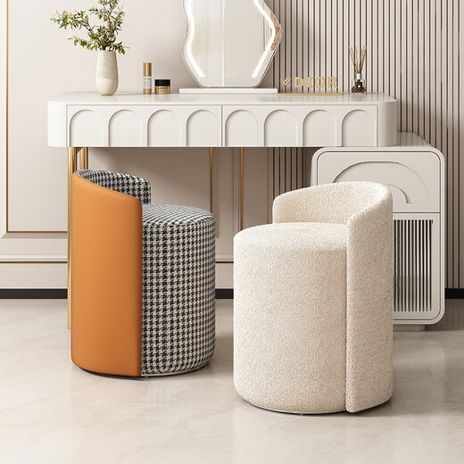 Ji Shilun makeup stool home girl's bedroom light luxury simple cream style fairy dressing table stool manicure round stool dark gray and light gray thumb stool classic style