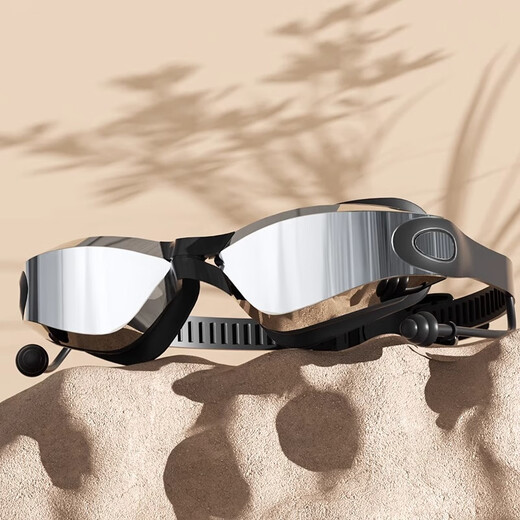 DEATKN德国泳镜高清防水防雾男士成人潜水游泳眼镜泳帽套装潜水装备 曜石黑-【升级电镀款】 平光