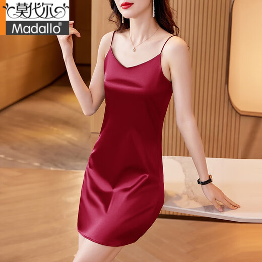 莫代尔2025新款高端真丝睡衣女夏季中年妈妈性感桑蚕丝吊带睡裙睡袍 6625-香槟色 柔软细腻亲肤 M 85-100斤