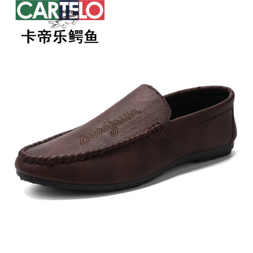 
CARTELO 2025 youth spring versatile Korean new lazy bean shoes trendy casual men's loafer shoes with one foot D838 black 39