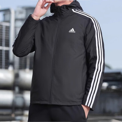 阿迪达斯（adidas）男装运动套装 2025夏季新款梭织连帽夹克防风外套 针织长裤2件套 IB0381+GK9226 M