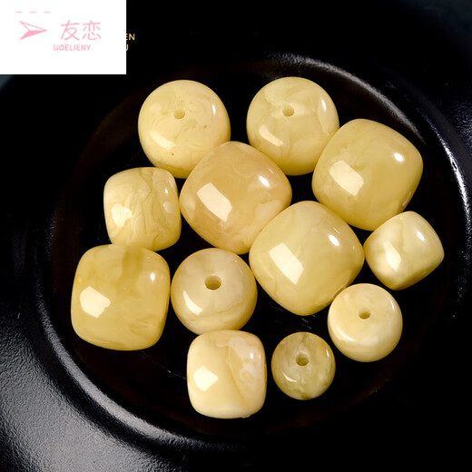 Moyun natural beeswax old-type barrel beads amber loose beads cultural play beads bracelet single bead bodhi beads single bead accessories size about 5*6mm single bead