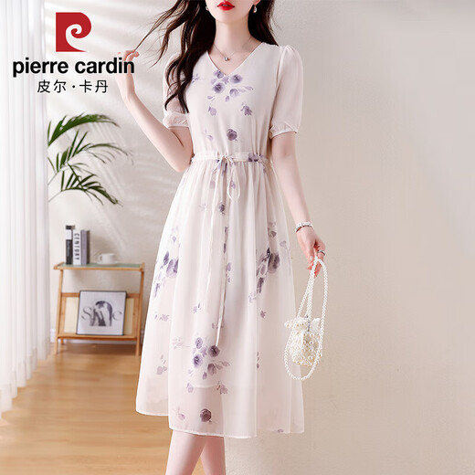 皮尔卡丹（PIERRE CARDIN）法式气质连衣裙2025收腰显瘦夏季碎花印花裙子新款温柔长裙子 9766图片色 质量 L