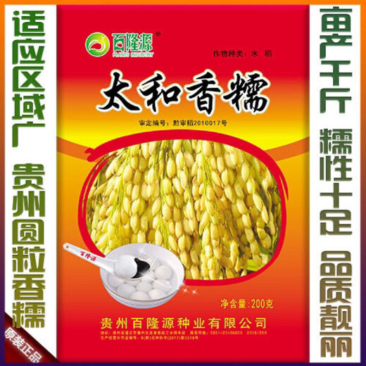 Guizhou glutinous rice seeds, long-grain fragrant glutinous rice seeds, paddy field seeds, Huinuo 330 pearl glutinous rice seeds, early and late rice seeds, regular Huinuo 330, one pack (500 grams of long glutinous rice)