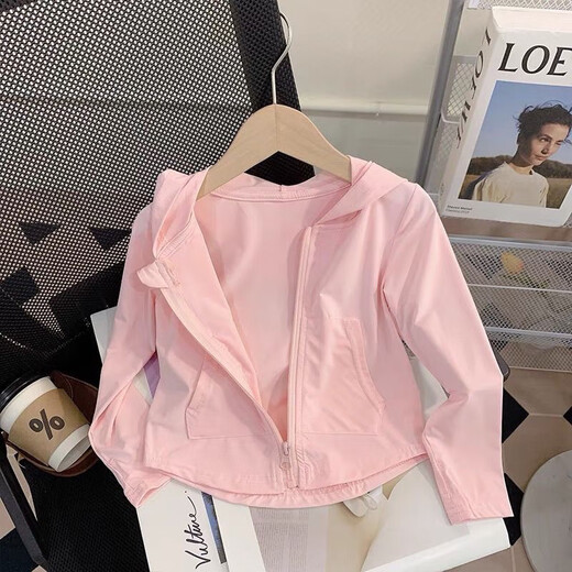 G.DUCKKIDS Thin Baby Summer Jacket Girls Sun Protection Clothing 2025 New Ice Silk Thin Girls and Children Skin Clothing Fashion White UPF50+ 100 Sizes (Height 80-90cm)