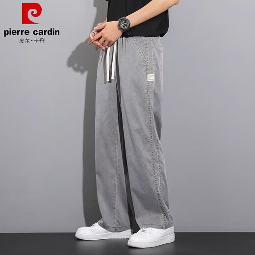 Pierre Cardin (Pierre Cardin) Tiansi Jeans Herren Sommerdünne Modemarke Straight Loose Herren Ice Seide Weitbein Sommer Casual Long Hosen GF1D02-1048 [Zweiteiler] Gray + Blue M.